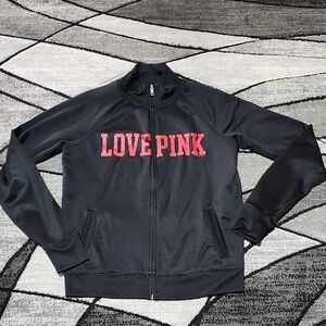 VS PINK 2014 COLLEGIATE FULL-ZIP LOVE PINK NEBRASKA LONG-SLEEVE TRACK JACKET